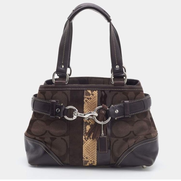 Coach Handbags - Coach Hampton Signature Python Stripe Tote Purse